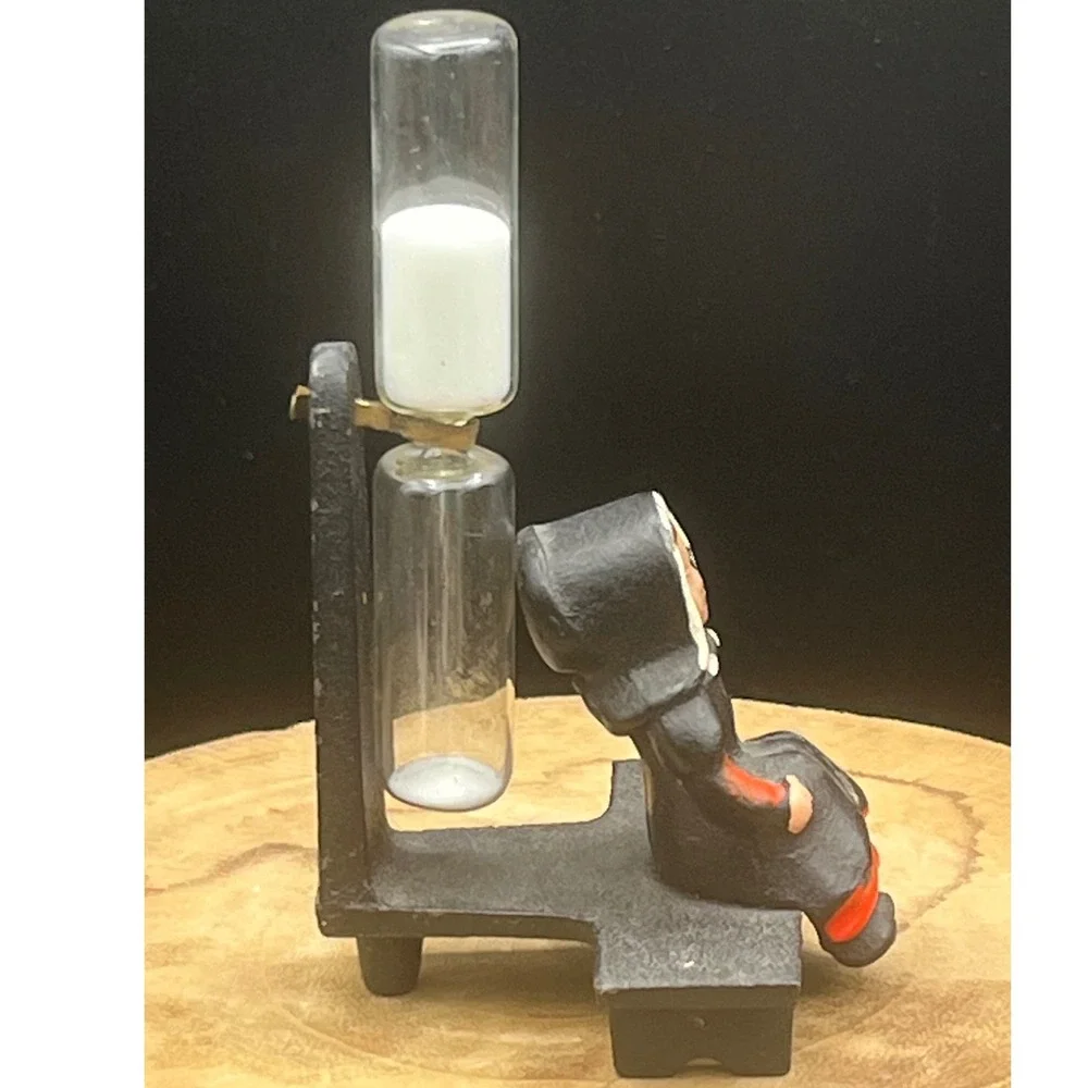 Vintage Cast‎ Iron Amish Women 3 min  Egg Timer Hourglass
